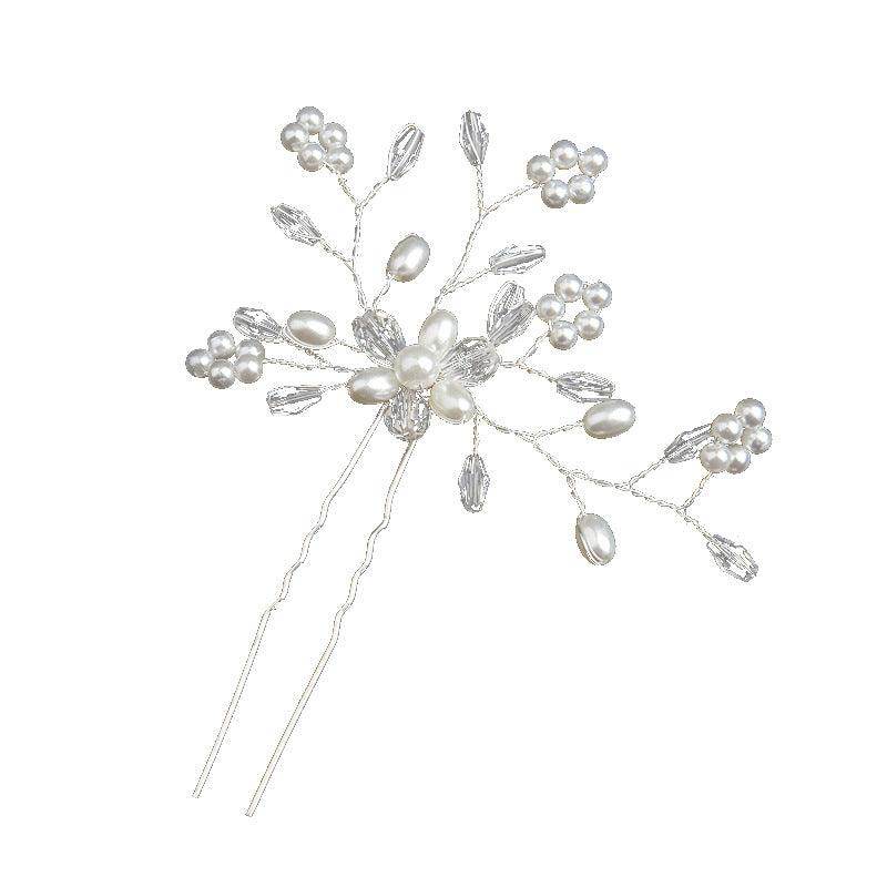 Pearl Bridal headpiece White Crystal hairpin Wedding accessories Hairpin Wedding accessories 613386276979 - COCOMELODY